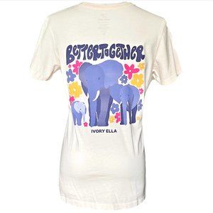 NWT! NEW! IVORY ELLA BETTER TOGETHER ELEPHANTS HERD FAMILY TEE T-SHIRT SIZE XS